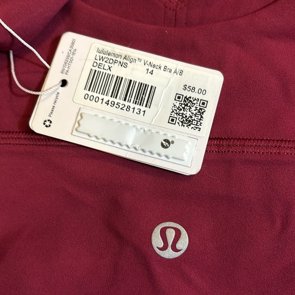 Lululemon Align V-Neck Bra A/B cup, Deep Luxe, size 14 - Picture 5 of 6